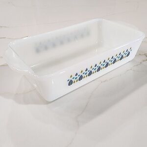 Vintage Fire king Marcrest Swiss Alpine  chalet Milk Glass Dish .